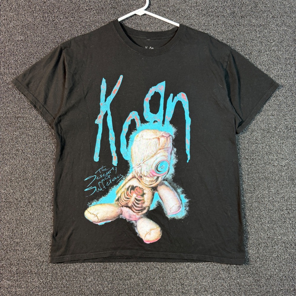 Korn The Serenity of Suffering Black Graphic Band Tee Men's L 90s Nu Metal Doll